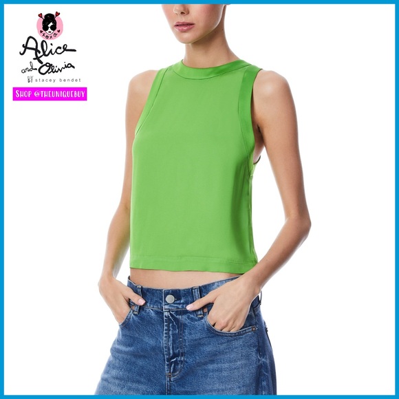 Alice + Olivia Angelina Charmeuse Combo Sleeveless Tank Top - Picture 14 of 15